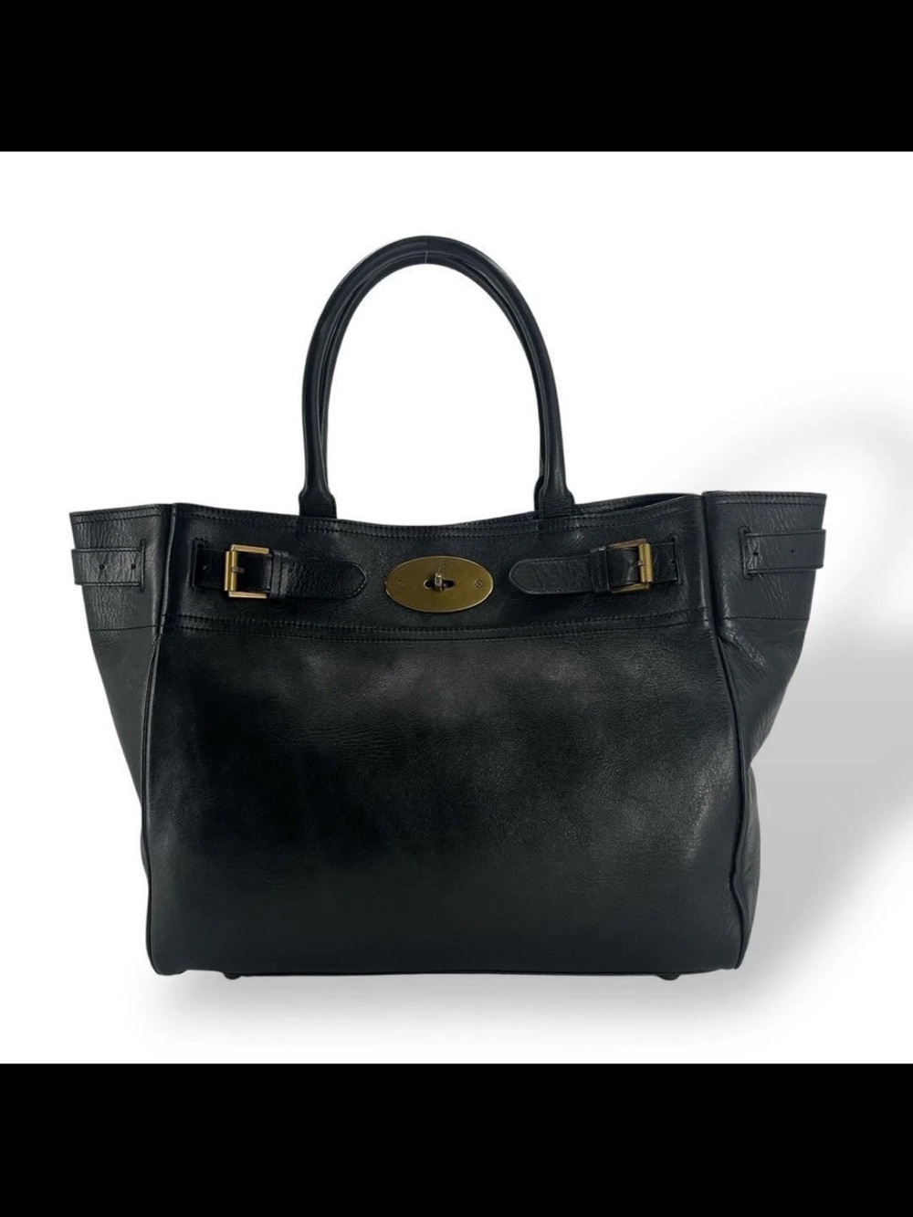 Mulberry Black Leather Classic Tote with Gold Hardware